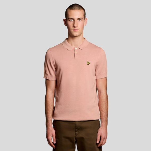 Lyle & Scott Cotton Knitted Polo Peach