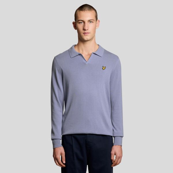 Lyle & Scott Cotton Longsleeve Polo Paars