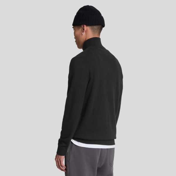 Lyle & Scott Cotton Merino Quarter Zip Sweater Zwart
