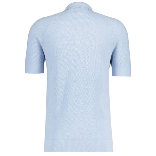 Lyle & Scott Linen Blend Knitted Polo Licht Blauw