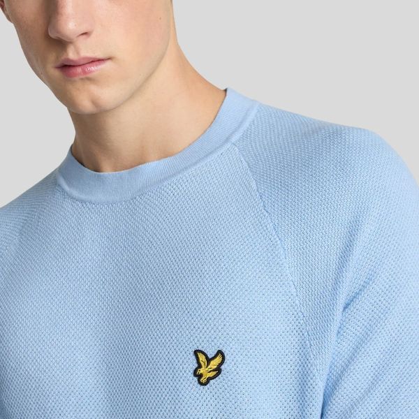 Lyle & Scott Linen Blend Knitted T-shirt Licht Blauw
