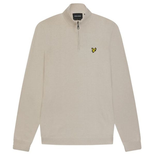 Lyle & Scott Loopback Quarter Zip Sweater Beige