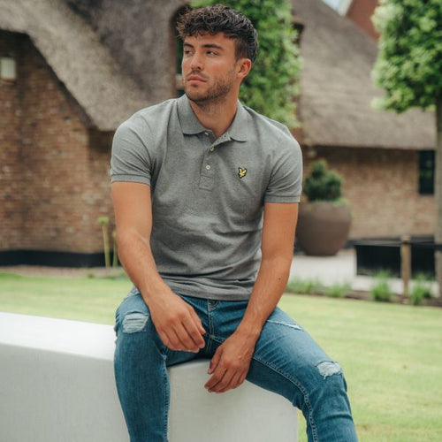 lyle scott plain polo grijs