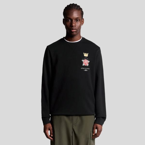 Lyle & Scott Rose and Crown Sweater Zwart
