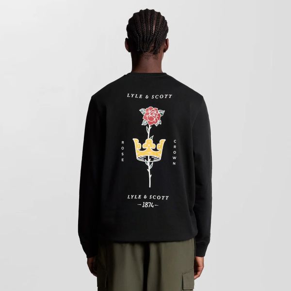 Lyle & Scott Rose and Crown Sweater Zwart