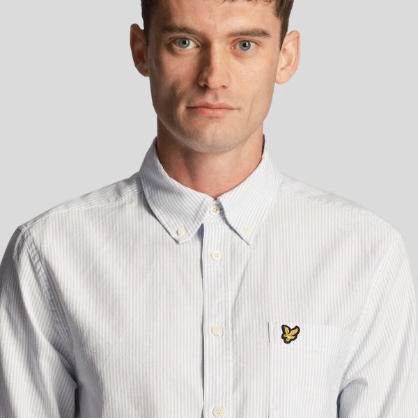 Lyle & Scott Striped Oxford Overhemd Licht Blauw/Wit