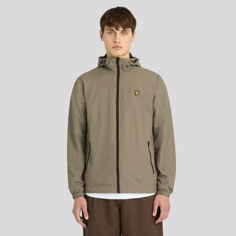 Lyle & Scott Contrast Zip Through Jack Donker Groen