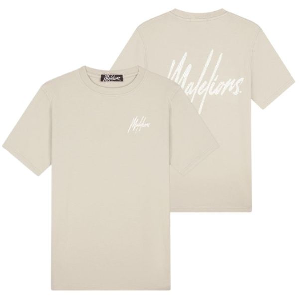 Malelions Striped Signature T-shirt Beige