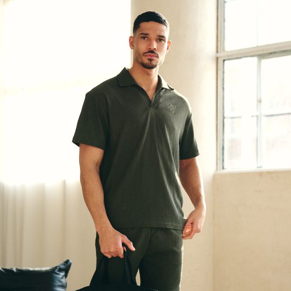 Malelions Emblem Seersucker Buttonless Polo Groen