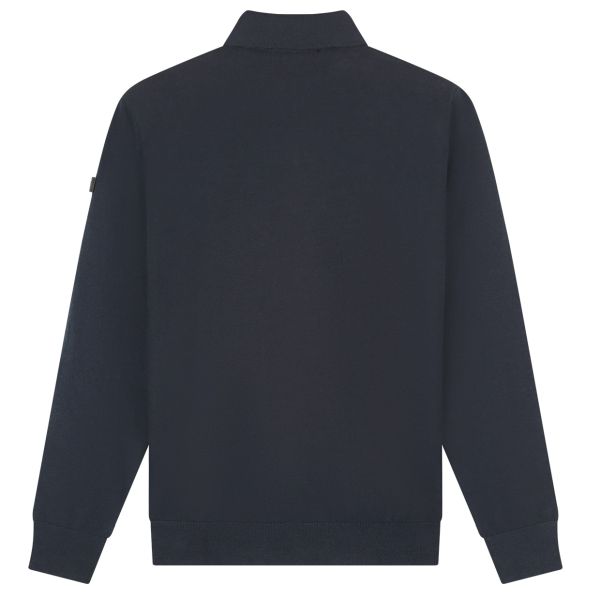 Malelions Knitted Longsleeve Zip Polo Navy