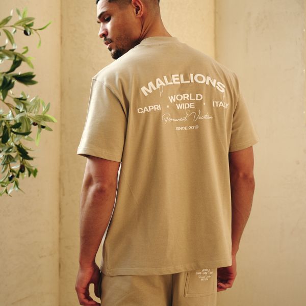 Malelions Permanent Vacation T-shirt Bruin