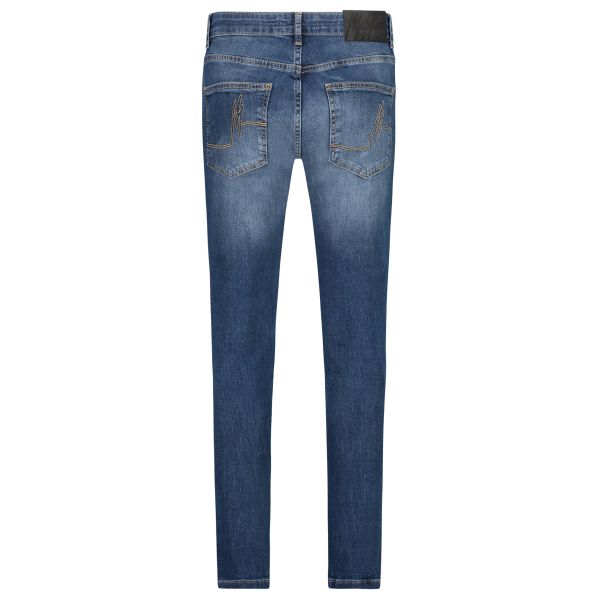 Malelions Ripped Biker Jeans Donker Blauw