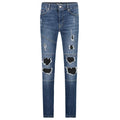 Malelions Ripped Biker Jeans Donker Blauw