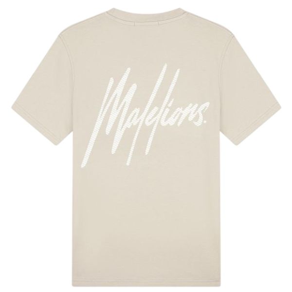 Malelions Striped Signature T-shirt Beige