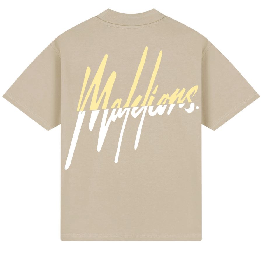 Malelions Split T-shirt Beige
