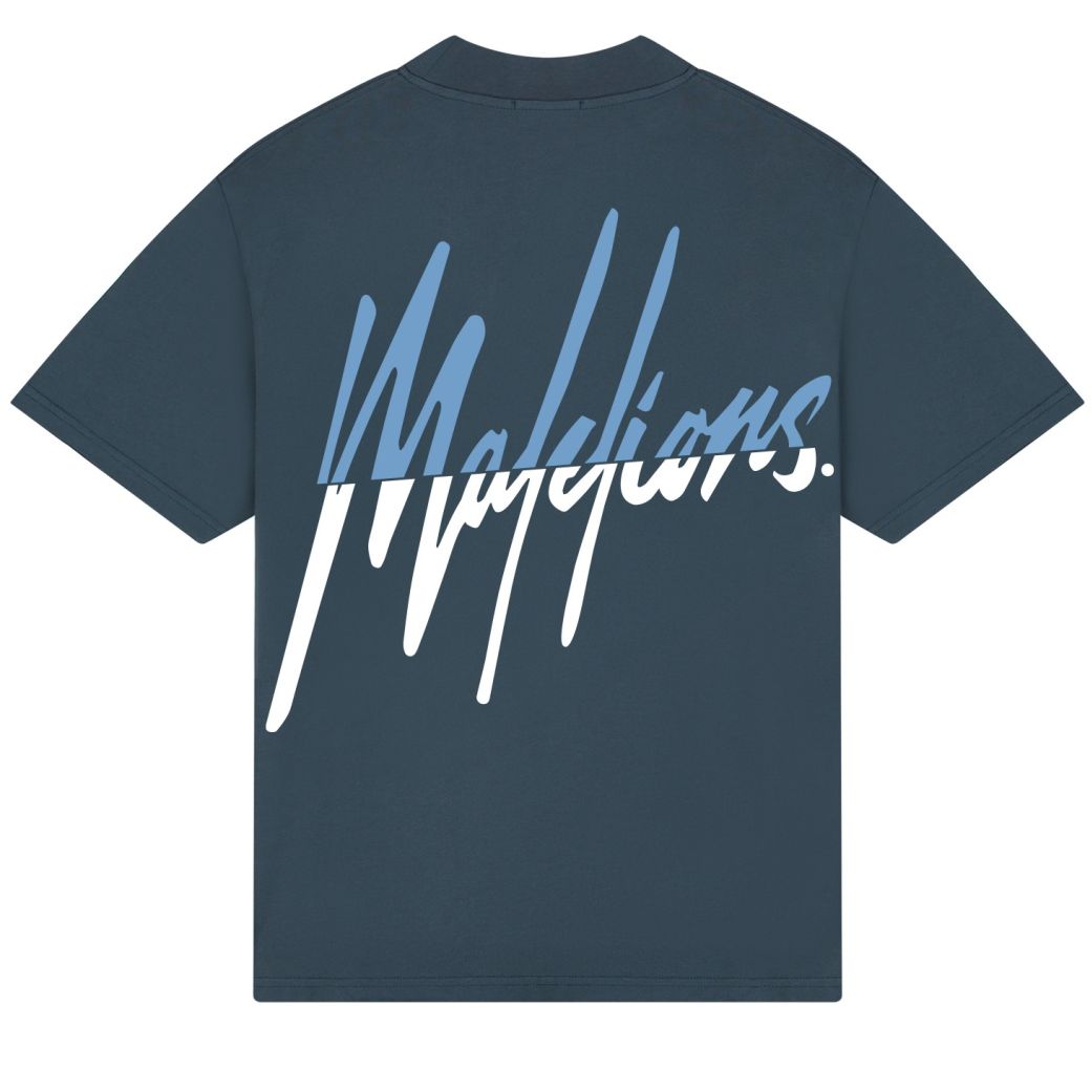 Malelions Split T-shirt Donker Blauw