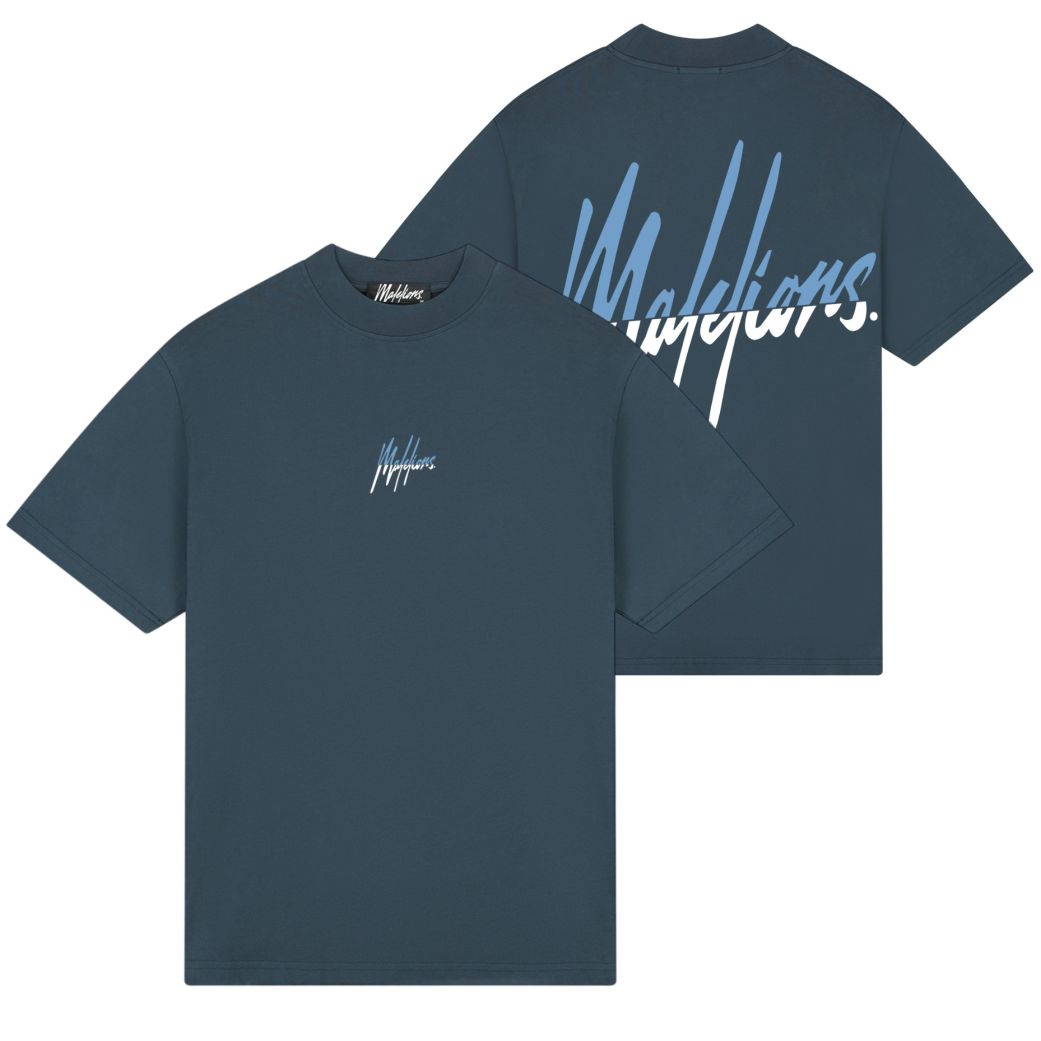 Malelions Split T-shirt Donker Blauw
