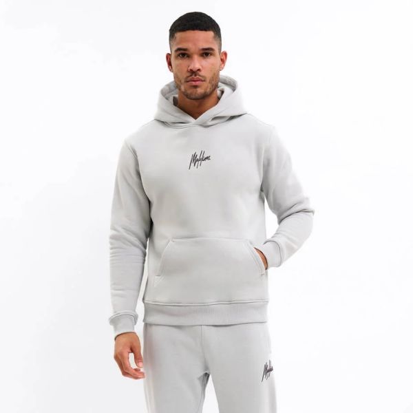 Malelions Striped Signature Hoodie Grijs