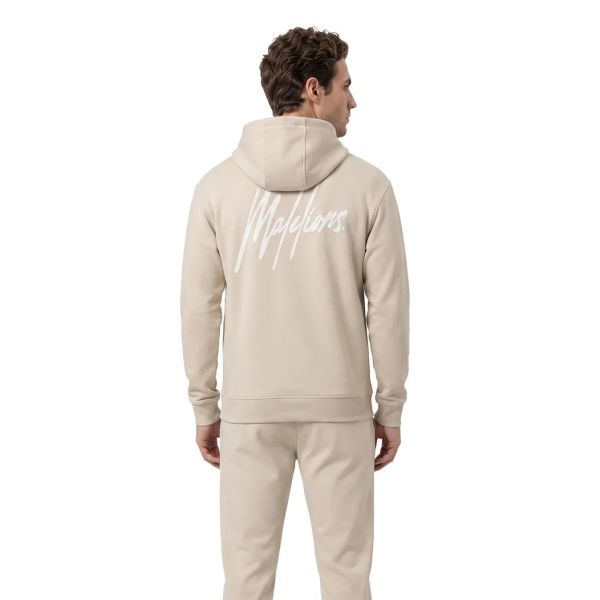 Malelions Striped Signature Hoodie Beige