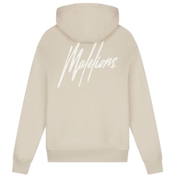 Malelions Striped Signature Hoodie Beige