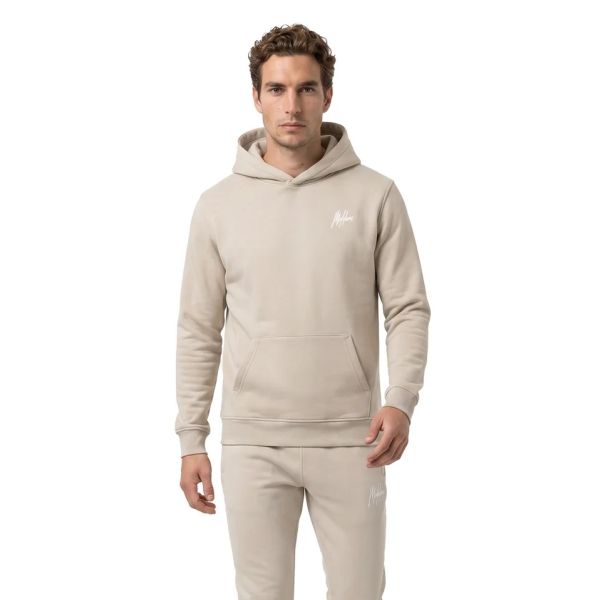 Malelions Striped Signature Hoodie Beige