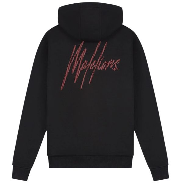 Malelions Striped Signature Hoodie Zwart
