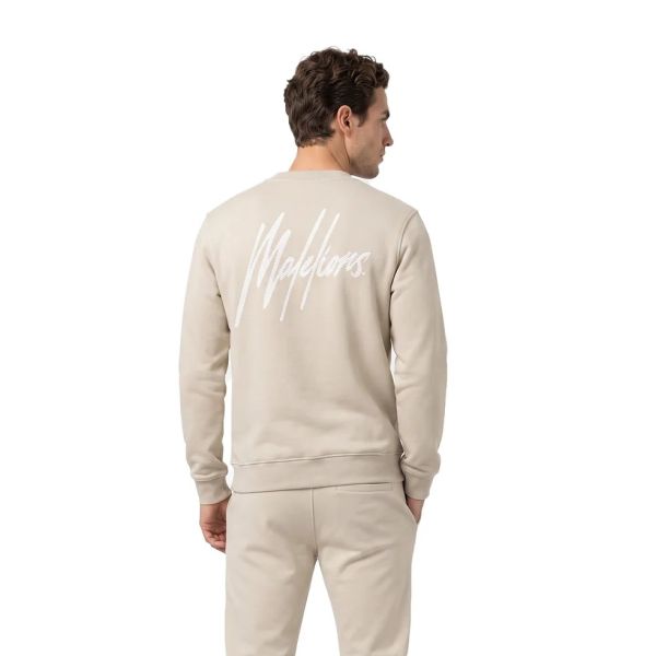 Malelions Striped Signature Sweater Beige