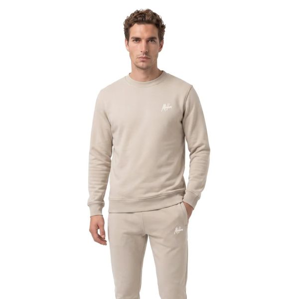 Malelions Striped Signature Sweater Beige