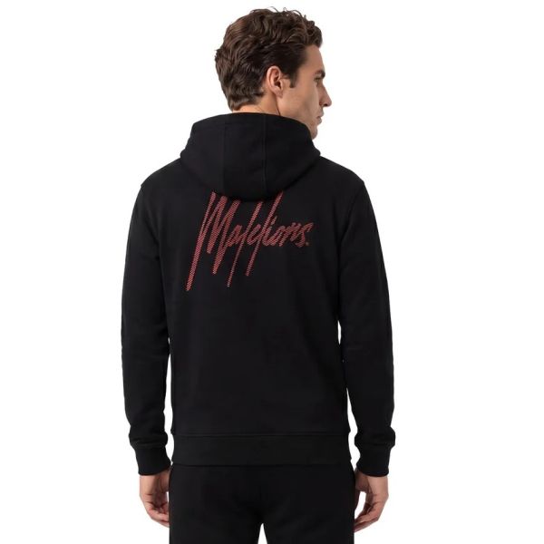 Malelions Striped Signature Hoodie Zwart