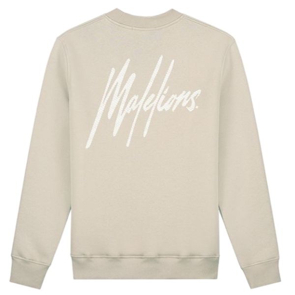 Malelions Striped Signature Sweater Beige