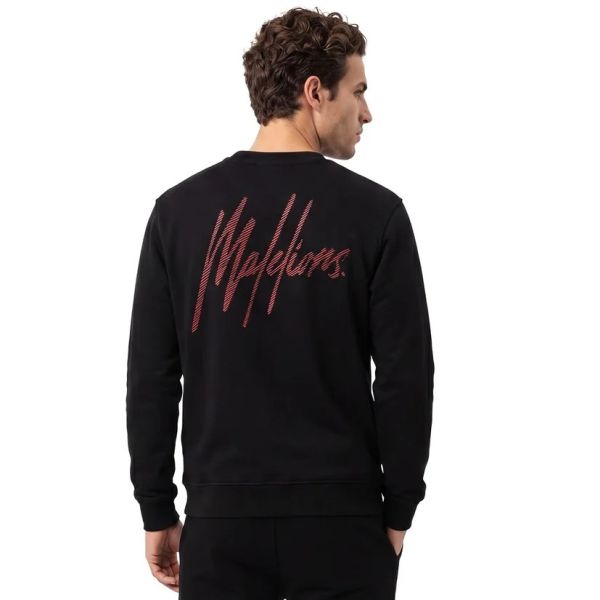 Malelions Striped Signature Sweater Zwart