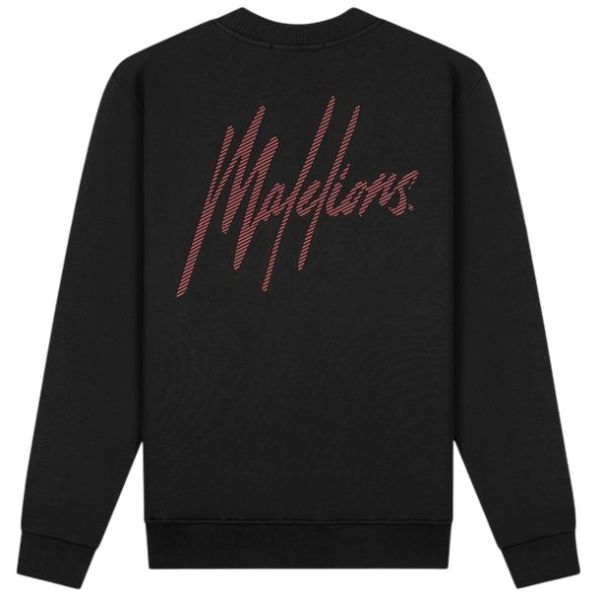 Malelions Striped Signature Sweater Zwart