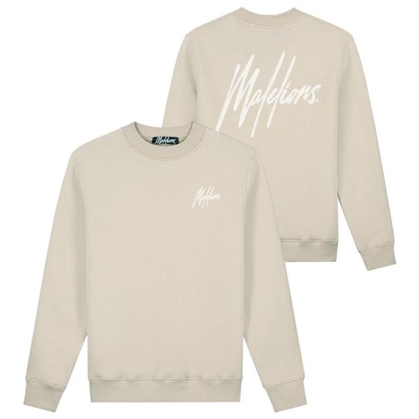 Malelions Striped Signature Sweater Beige