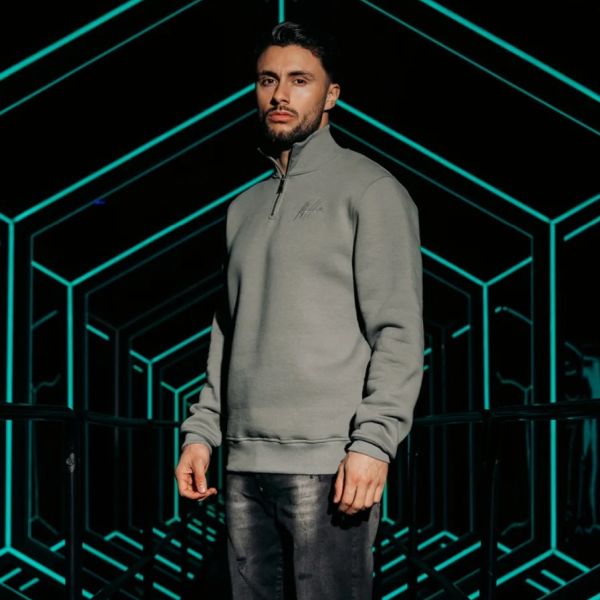 Malelions Turtle Half Zip Sweater Grijs