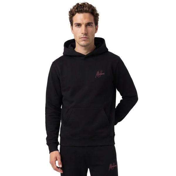 Malelions Striped Signature Hoodie Zwart