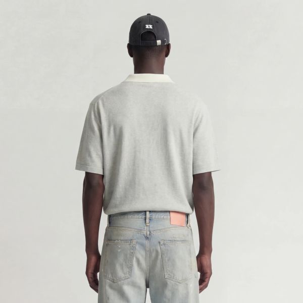 Mansour Jacquard Knitted Polo Grijs
