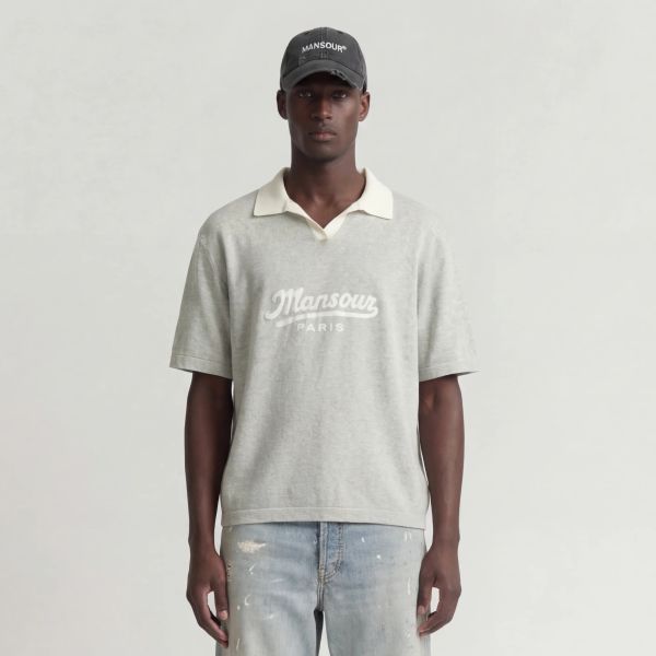Mansour Jacquard Knitted Polo Grijs