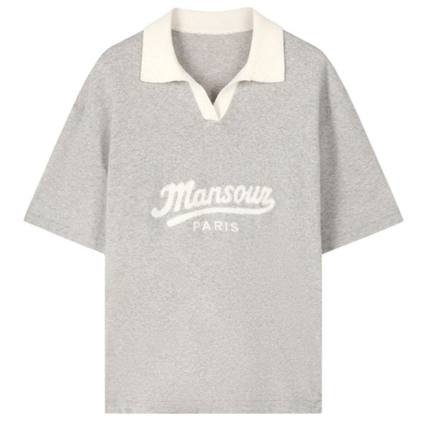 Mansour Jacquard Knitted Polo Grijs