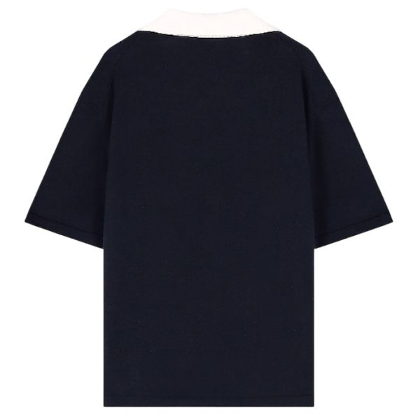 Mansour Jacquard Knitted Polo Navy