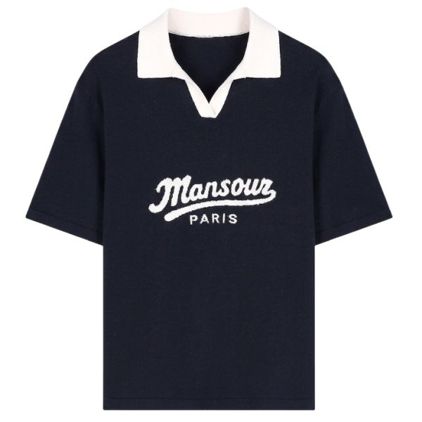 Mansour Jacquard Knitted Polo Navy