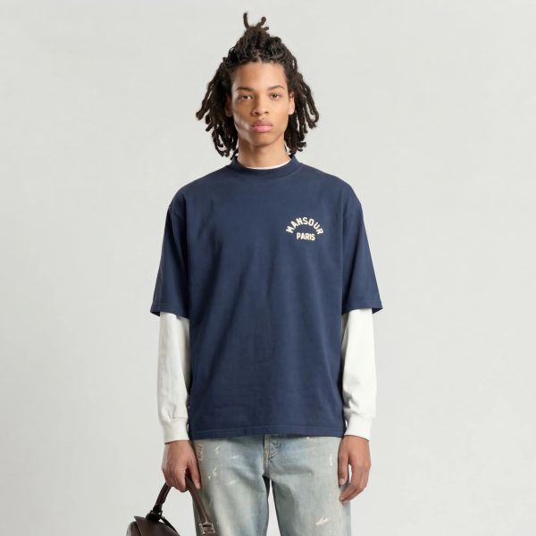 Mansour Paris College T-shirt Donker Blauw