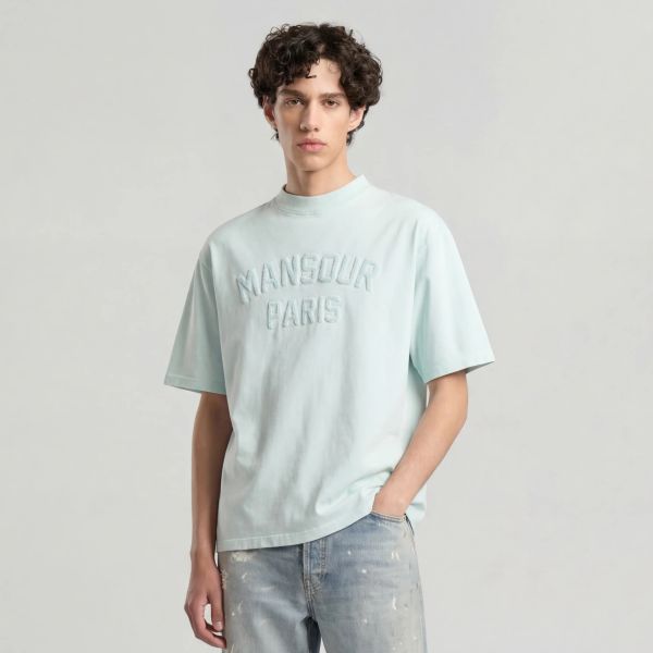 Mansour Paris College T-shirt Licht Blauw