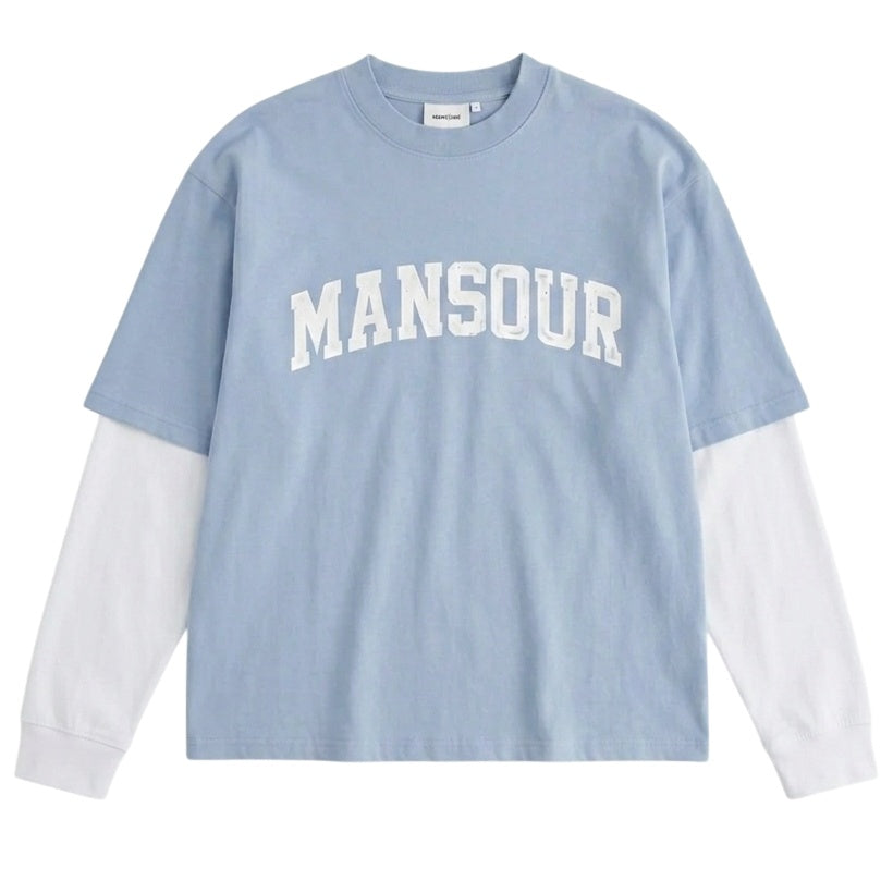 Mansour Boxy Core Longsleeve T-shirt Licht Blauw