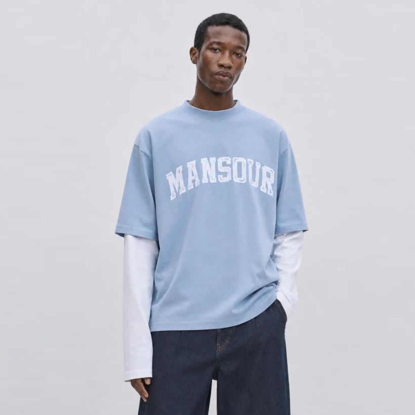 Mansour Boxy Core Longsleeve T-shirt Licht Blauw
