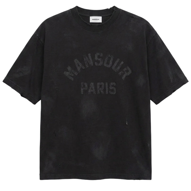 Mansour Paris College Destroyed T-shirt Zwart