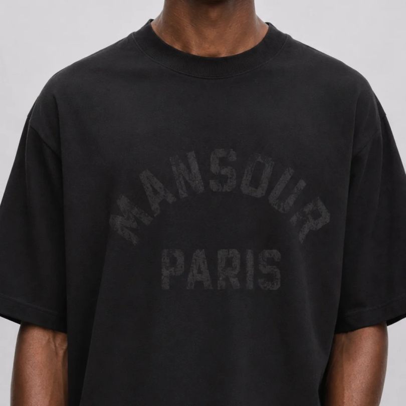 Mansour Paris College Destroyed T-shirt Zwart