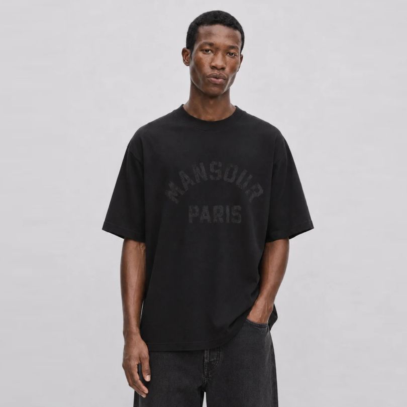Mansour Paris College Destroyed T-shirt Zwart