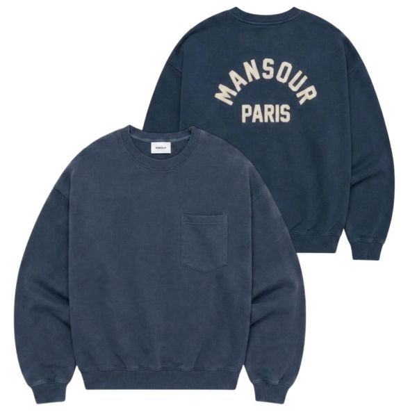 Mansour Paris College Pocket Sweater Donker Blauw