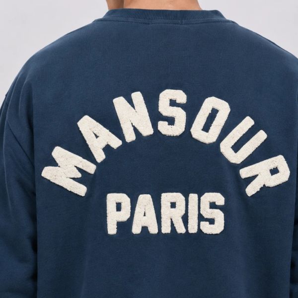 Mansour Paris College Pocket Sweater Donker Blauw