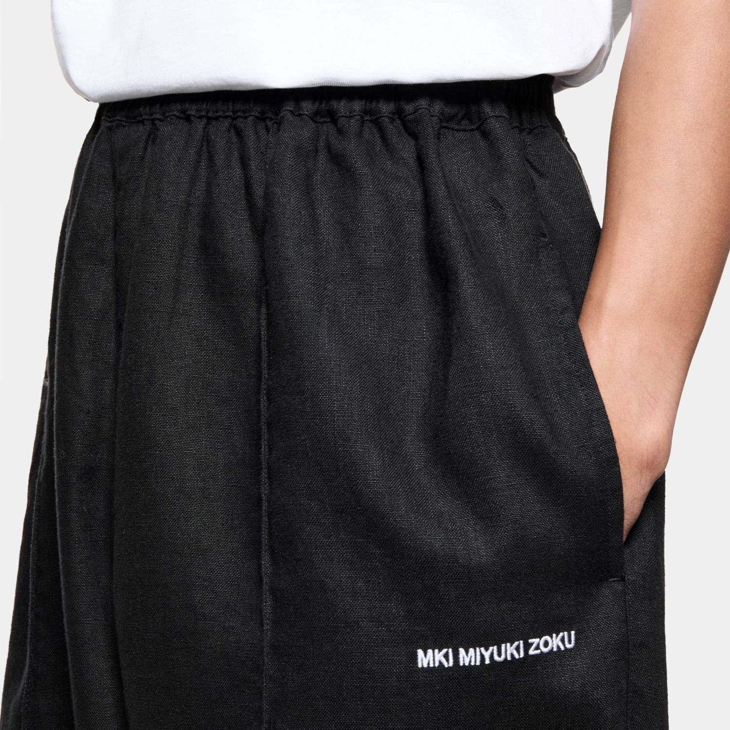 MKI Miyuki Zoku Linen Wide Leg Broek Zwart